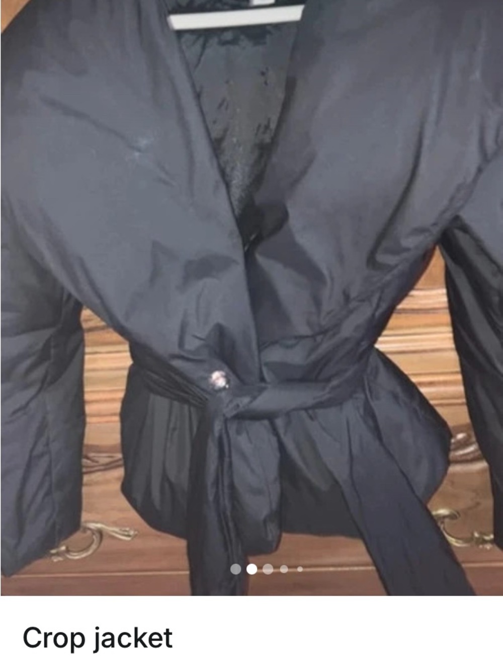 Banana Republic Black Cropped Wrap Puffer Jacket